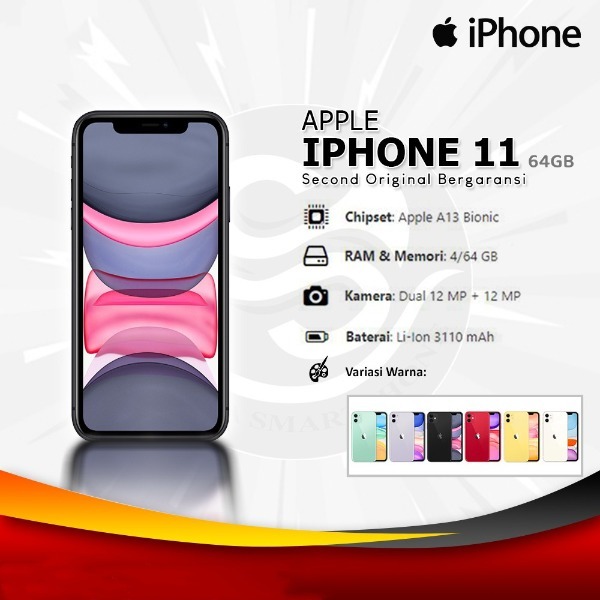 Apple iPhone 11 [64 GB] Second Original Fullset Like New