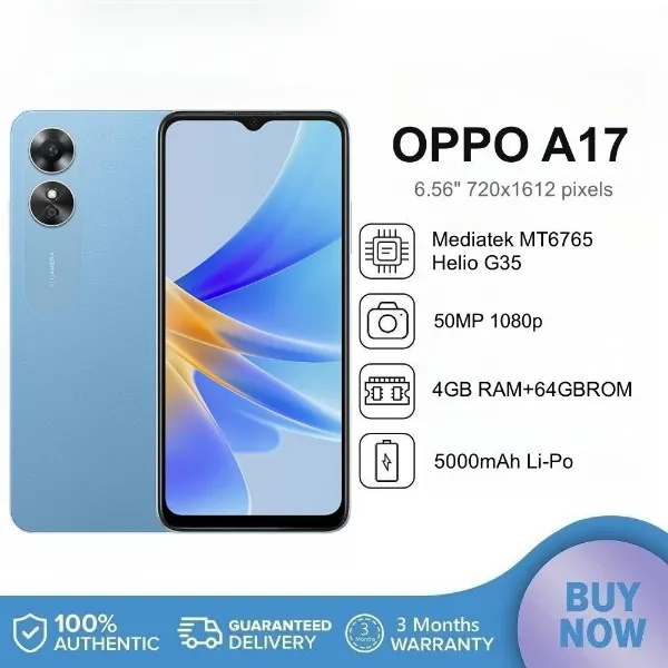 Second-hand Original OPPO A17 4+64GB / 6.56'' 60Hz LCD Screen 5000mAh Battery Good,Android ,100% Original