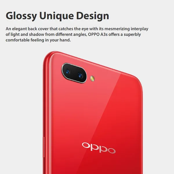 Second-hand Original OPPO A3s 4+64GB, 6.2''  LCD Screen 4230mAh, Red,  Dark Purple,Dark Purple,Battery Fullset,100% Original