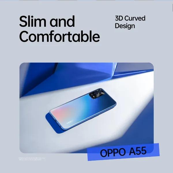  Second-hand Original OPPO A55 4+64GB , 6.51'' LCD Screen,Rainbow Blue, Starry Black, Green,5000mAh Battery Fullset100% Original