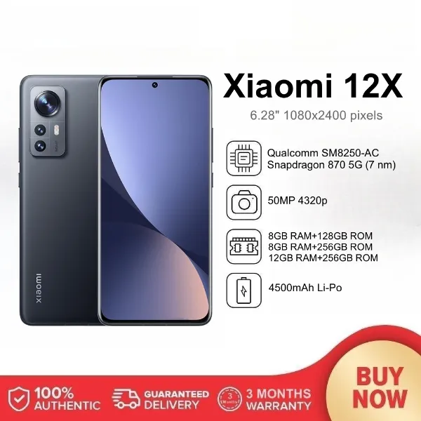  Xiaomi 12X 5G + 4G LTE (128GB + 8GB) Global Unlocked 6.28 50MP  Pro Grade Camera (Not for Verizon Boost At&T Cricket Straight) + (w/Fast  Car Charger Bundle) (Purple) : Cell